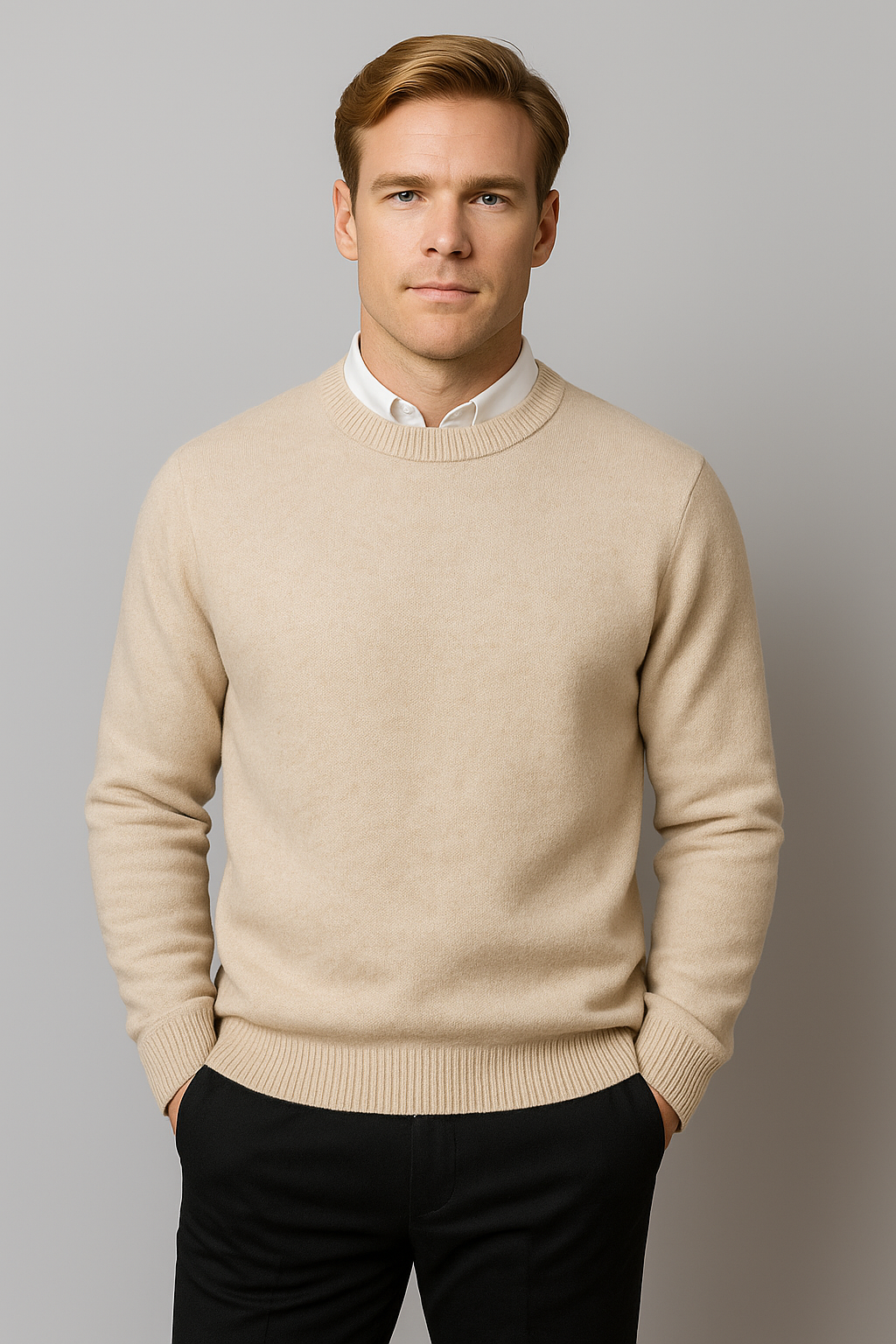 Men's Simple Crew Neck Jumper – Classic Long Sleeve Pullover