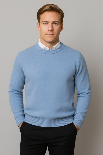 Men's Simple Crew Neck Jumper – Classic Long Sleeve Pullover