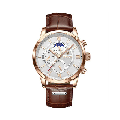 Stylish Men's Leather Dress Watch - OutfitLondon