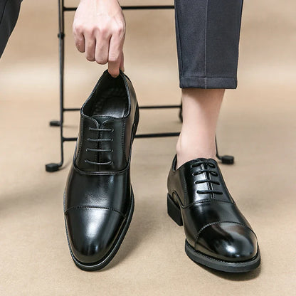 Elegant Men's Leather Dress Shoes - Lace Up Formal Shoes