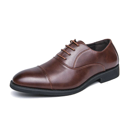 Elegant Men's Leather Dress Shoes - Lace Up Formal Shoes