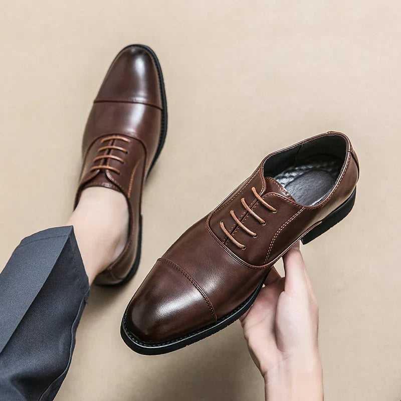 Elegant Men's Leather Dress Shoes - Lace Up Formal Shoes