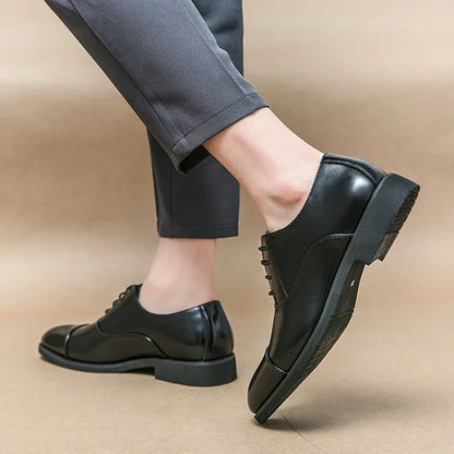 Elegant Men's Leather Dress Shoes - Lace Up Formal Shoes