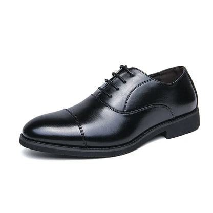 Elegant Men's Leather Dress Shoes - Lace Up Formal Shoes