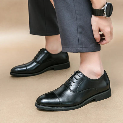 Elegant Men's Leather Dress Shoes - Lace Up Formal Shoes