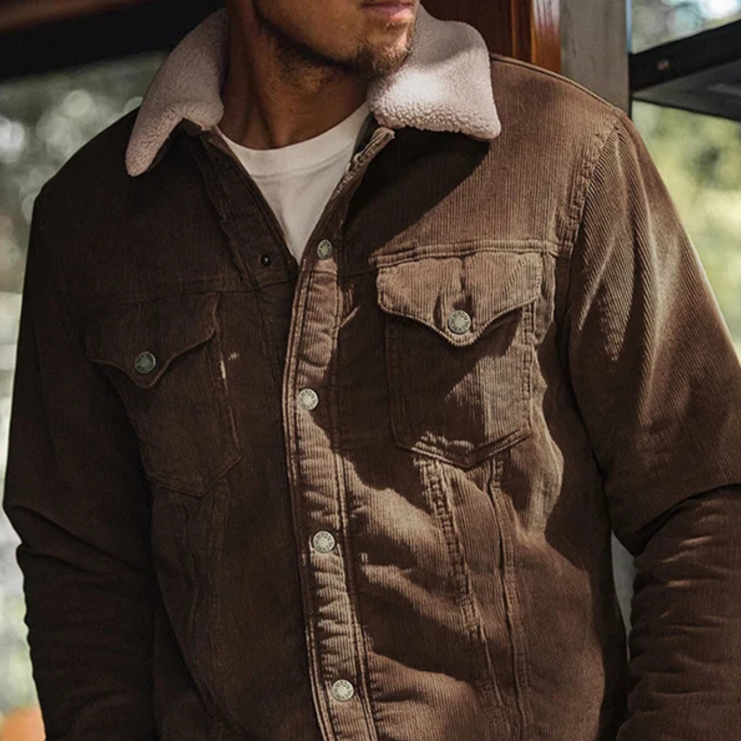 Warm Fleece Lined Corduroy Casual Jacket