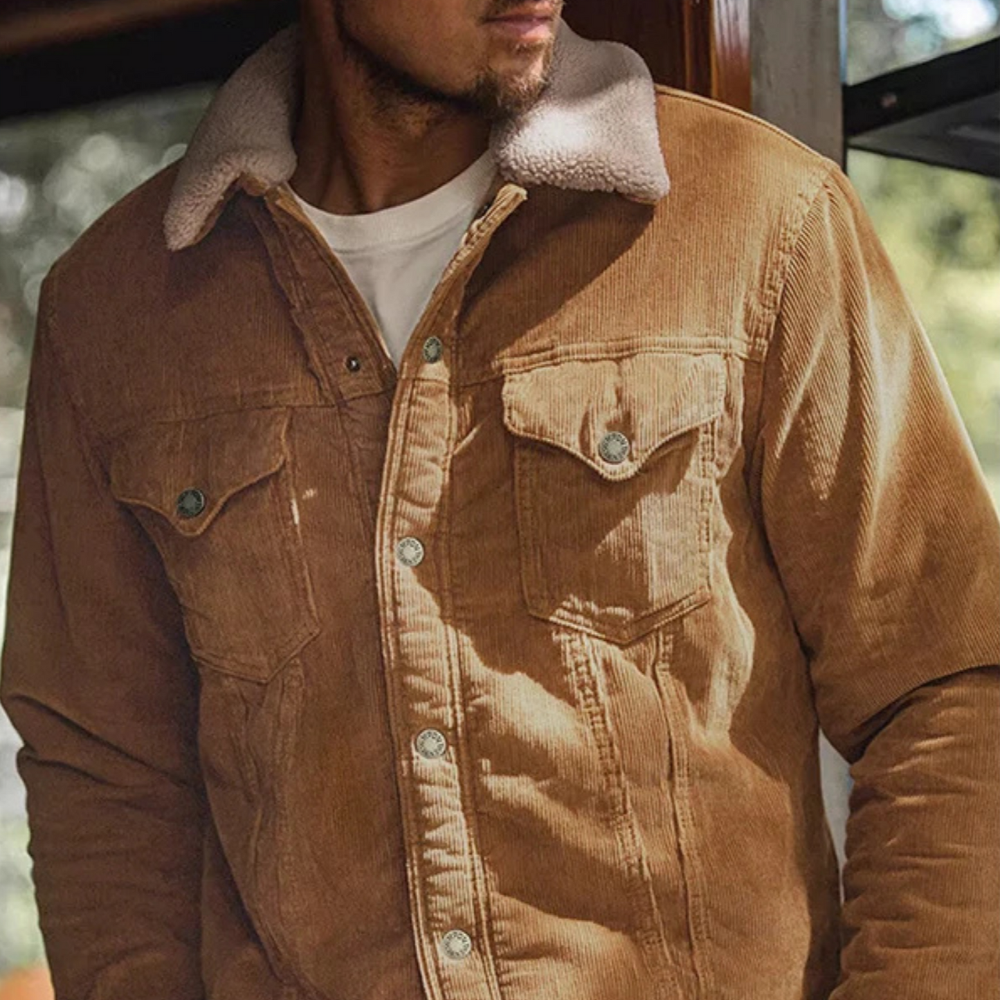 Warm Fleece Lined Corduroy Casual Jacket