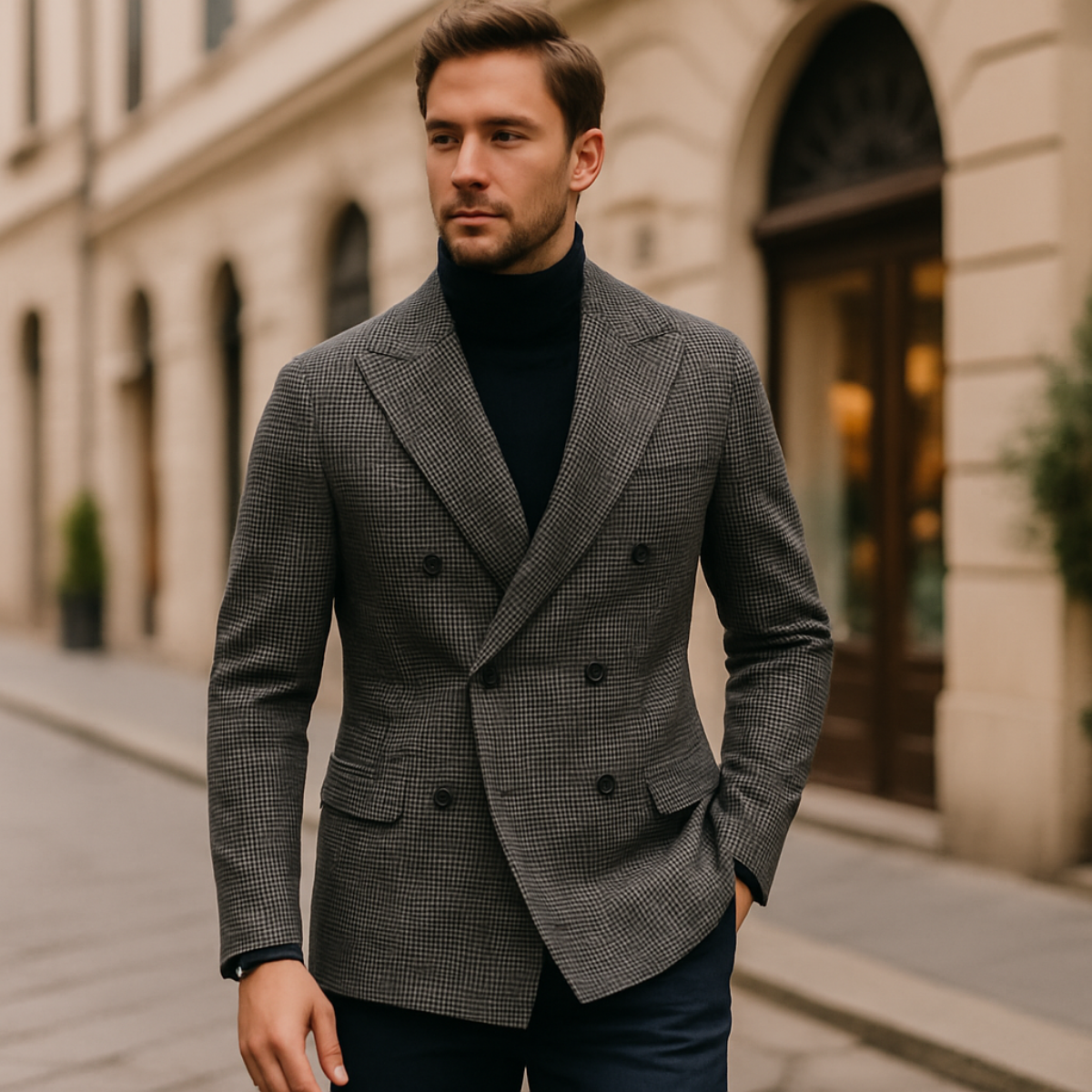 Classic Fit Checked Blazer Jacket