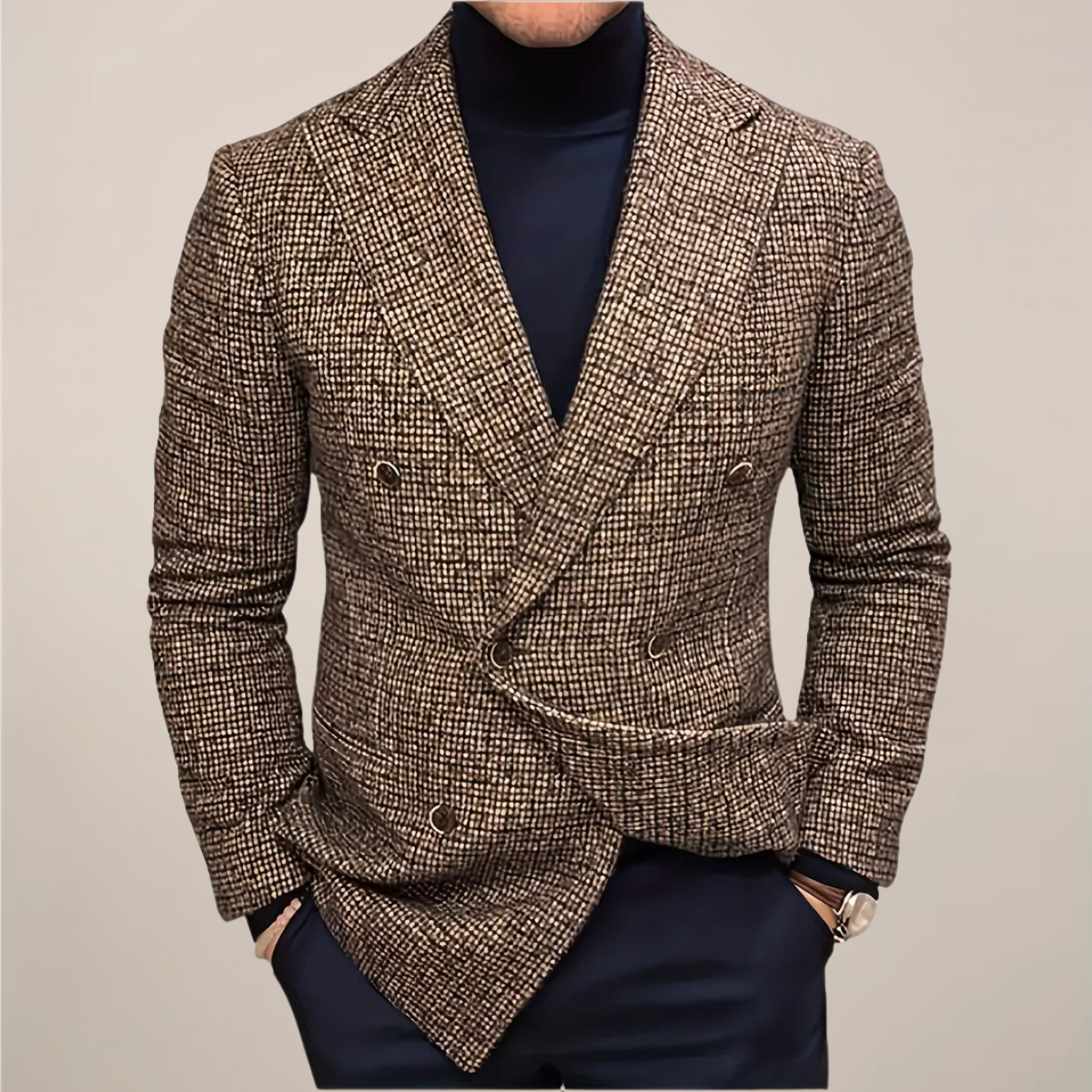 Men's Classic Fit Checked Blazer Jacket