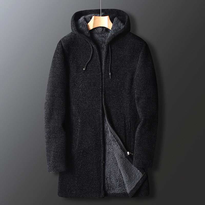 Cozy Mens Hooded Sweatshirt Jacket with Adjustable Waist