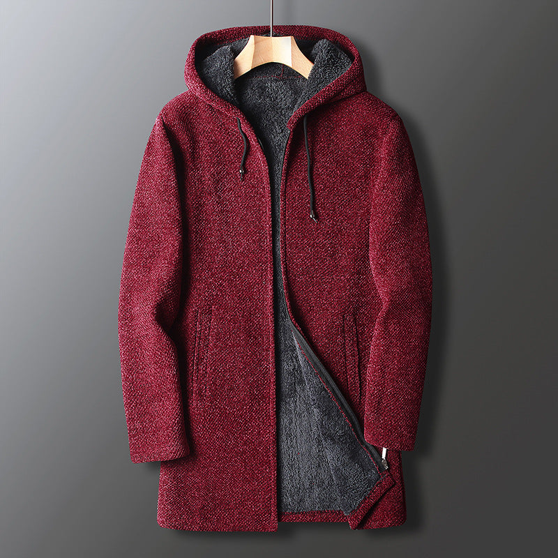 Cozy Mens Hooded Sweatshirt Jacket with Adjustable Waist