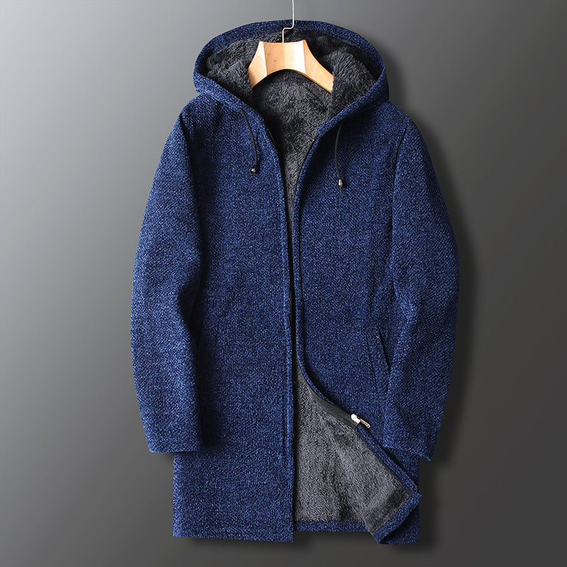 Cozy Mens Hooded Sweatshirt Jacket with Adjustable Waist