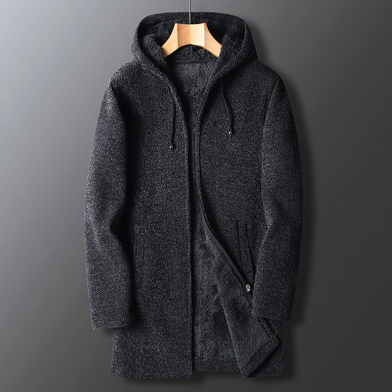 Cozy Mens Hooded Sweatshirt Jacket with Adjustable Waist