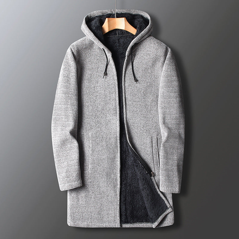 Cozy Mens Hooded Sweatshirt Jacket with Adjustable Waist - OutfitLondon