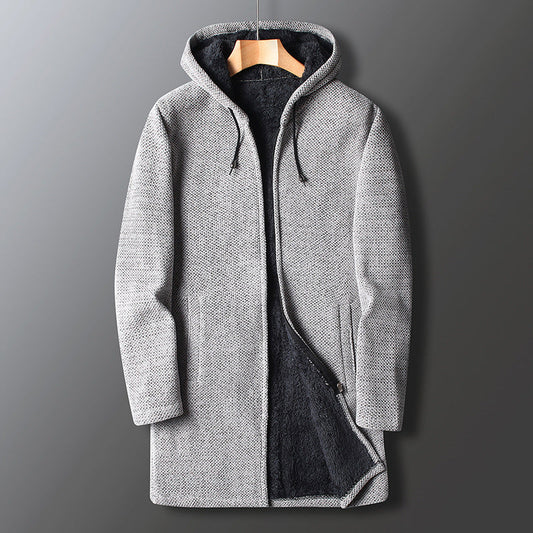 Cozy Mens Hooded Sweatshirt Jacket with Adjustable Waist - OutfitLondon