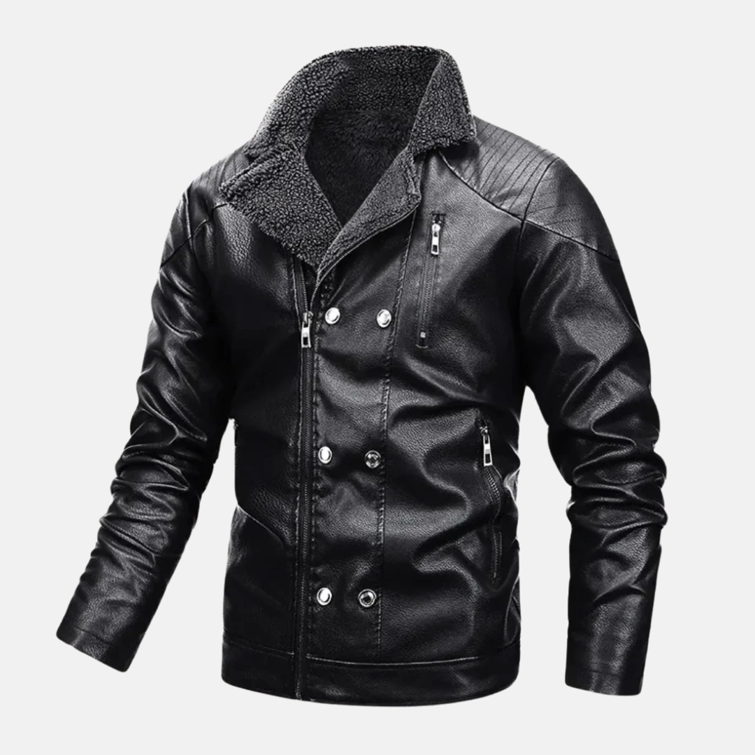 Warm Synthetic Leather Coat with Quilted Details - OutfitLondon