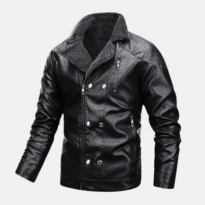 Warm Synthetic Leather Coat with Quilted Details - OutfitLondon