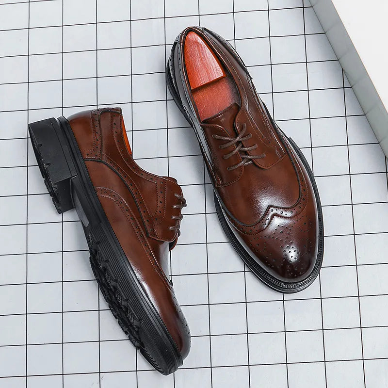 Classic Men's Leather Oxfords - Round Toe Shoes
