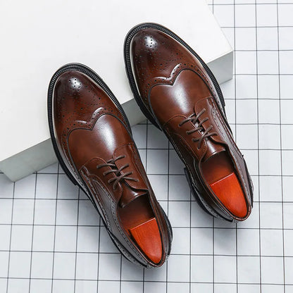 Classic Men's Leather Oxfords - Round Toe Shoes