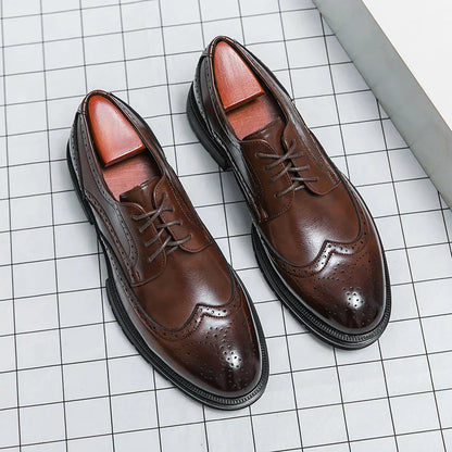 Classic Men's Leather Oxfords - Round Toe Shoes