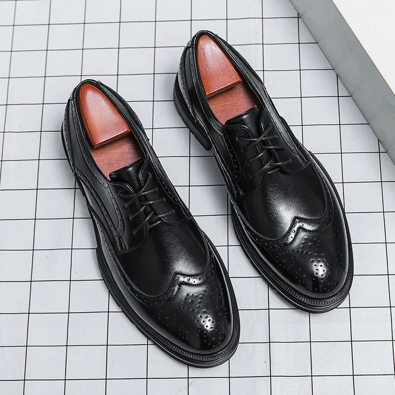 Classic Men's Leather Oxfords - Round Toe Shoes