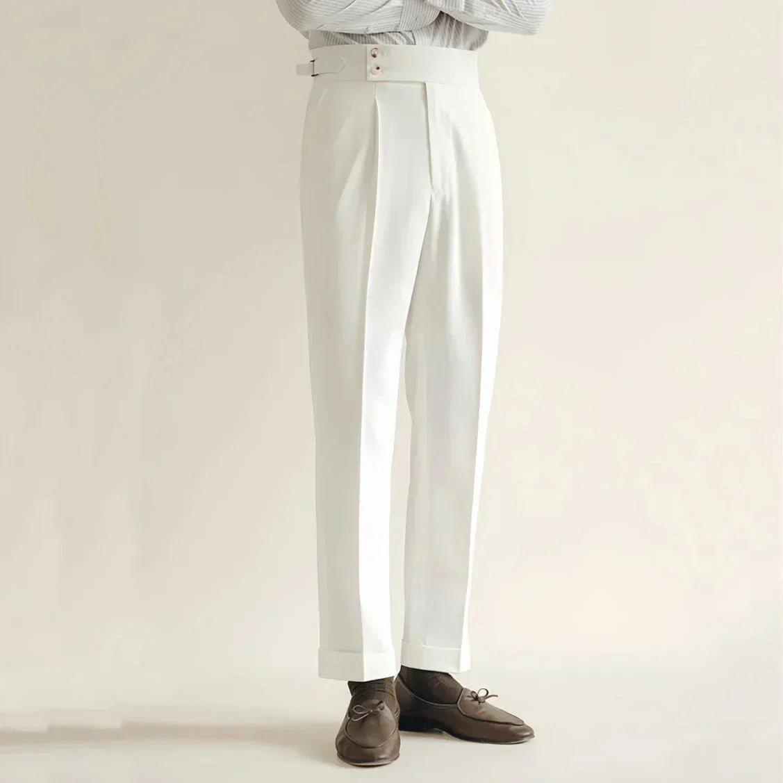 Slim Fit Dress Pants - Pleated Front Cuffed Leg