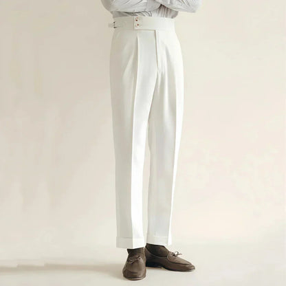 Slim Fit Dress Pants - Pleated Front Cuffed Leg