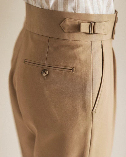 Slim Fit Dress Pants - Pleated Front Cuffed Leg