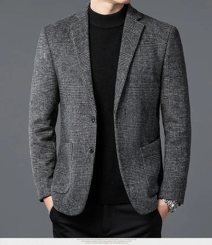 Classic Fit Men's Plaid Blazer Jacket