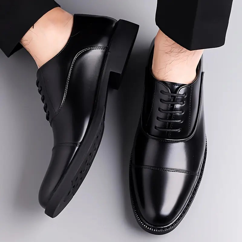 Men's Sleek Leather Oxfords - Traditional Formal Dress Shoes