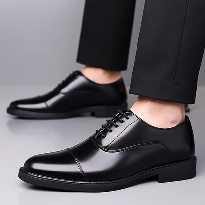 Men's Sleek Leather Oxfords - Traditional Formal Dress Shoes