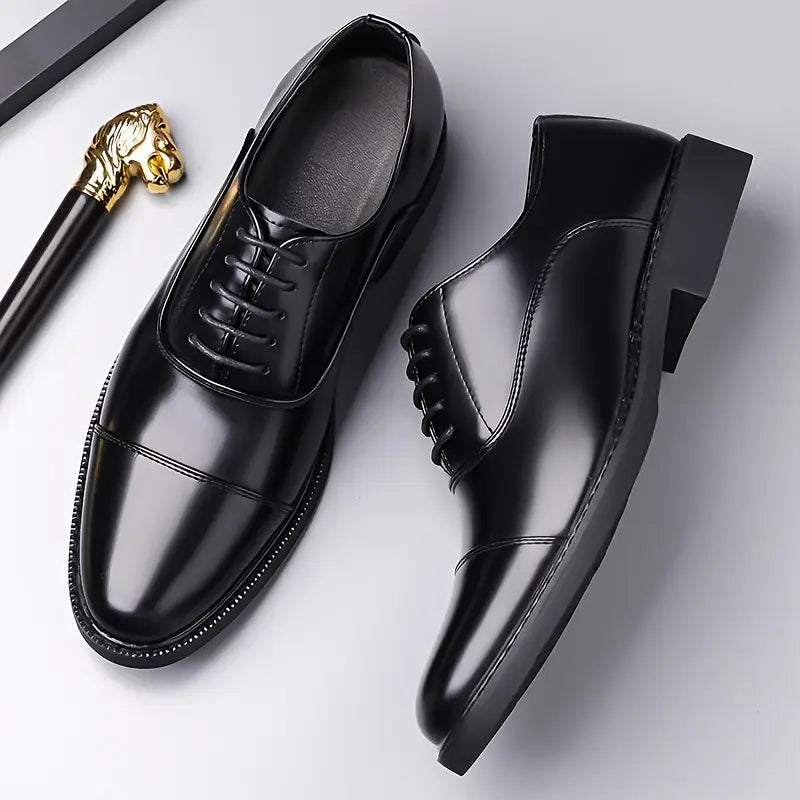 Men's Sleek Leather Oxfords - Traditional Formal Dress Shoes