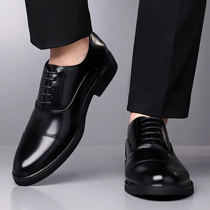Men's Sleek Leather Oxfords - Traditional Formal Dress Shoes