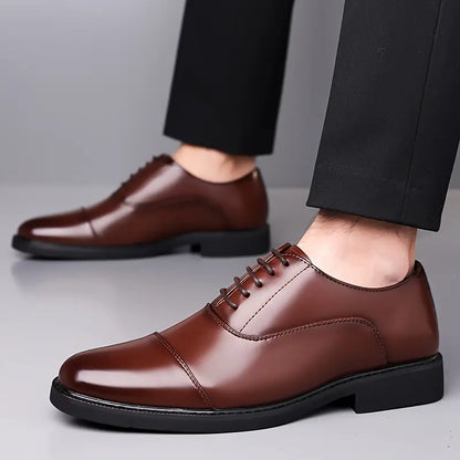 Men's Sleek Leather Oxfords - Traditional Formal Dress Shoes