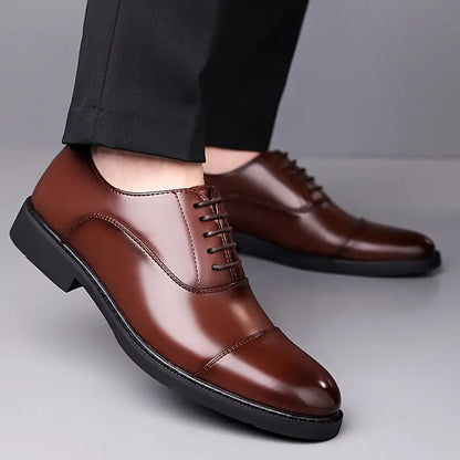 Men's Sleek Leather Oxfords - Traditional Formal Dress Shoes