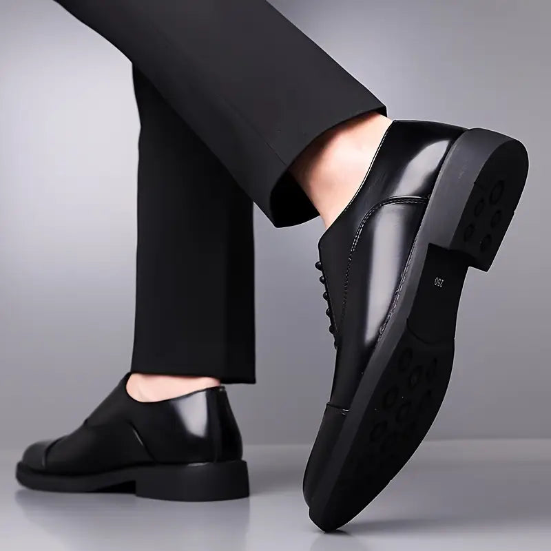 Men's Sleek Leather Oxfords - Traditional Formal Dress Shoes