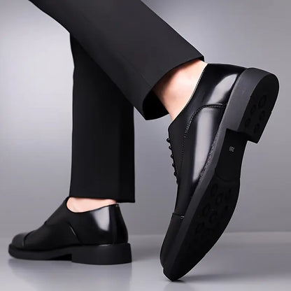 Men's Sleek Leather Oxfords - Traditional Formal Dress Shoes