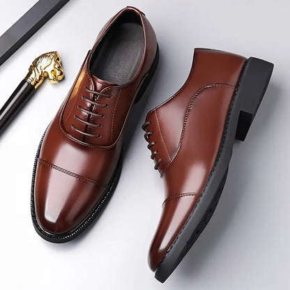 Men's Sleek Leather Oxfords - Traditional Formal Dress Shoes