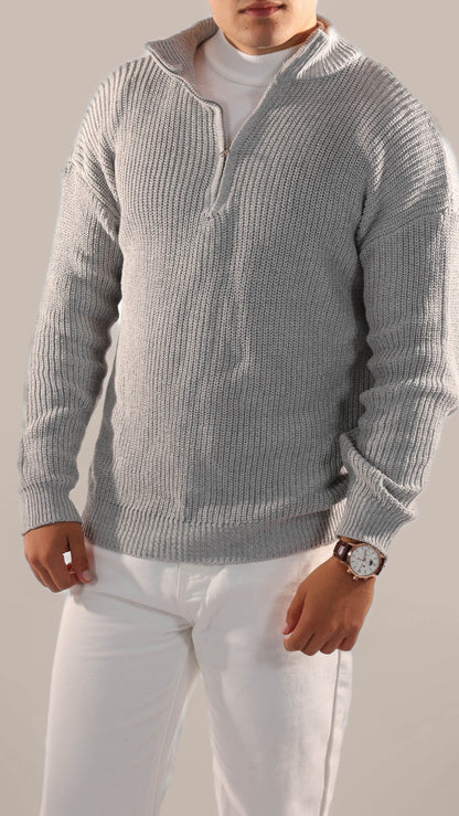 Men's Crew Neck Knit Sweater – Casual Zip Top