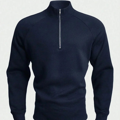Men's Fleece Quarter Zip Raglan Pullover Sweatshirt