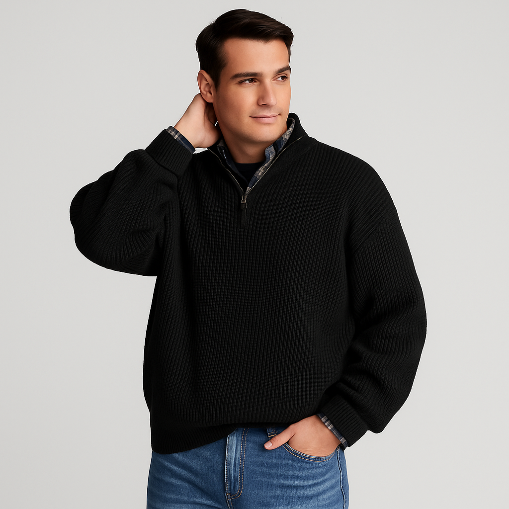 Men's Casual Zip Neck Sweater