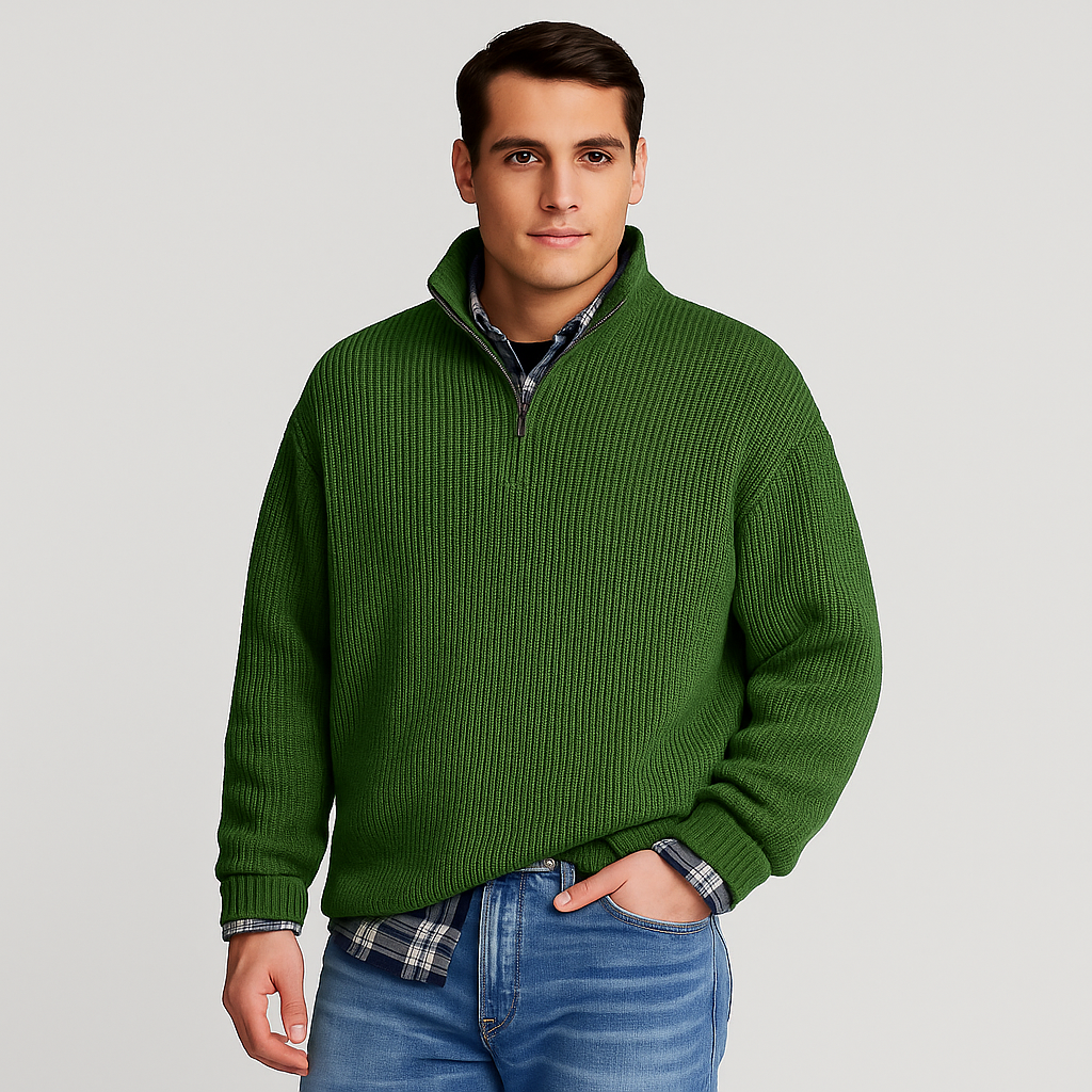 Men's Casual Zip Neck Sweater