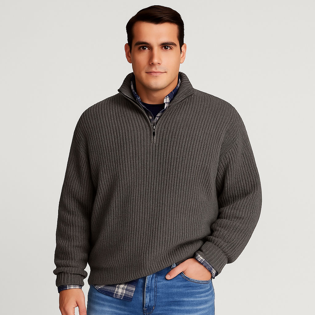 Men's Casual Zip Neck Sweater