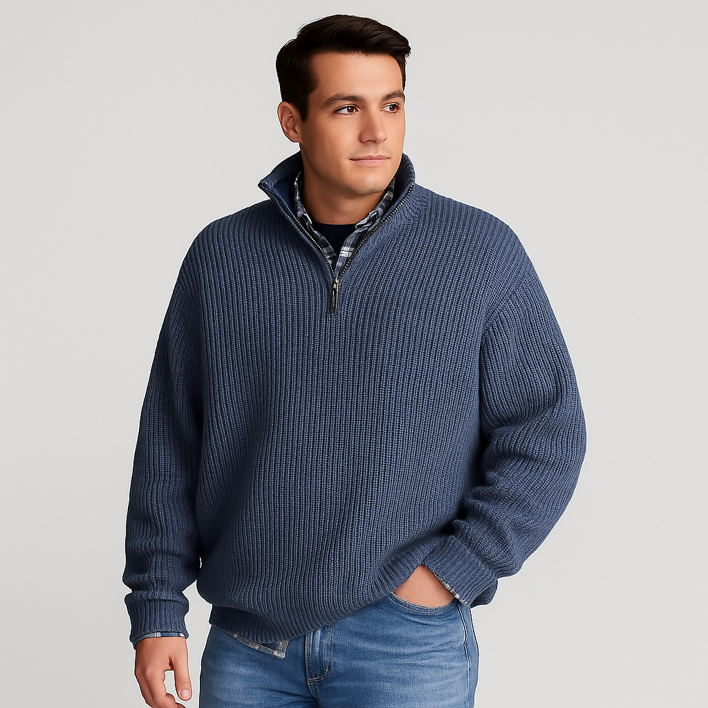 Men's Casual Zip Neck Sweater