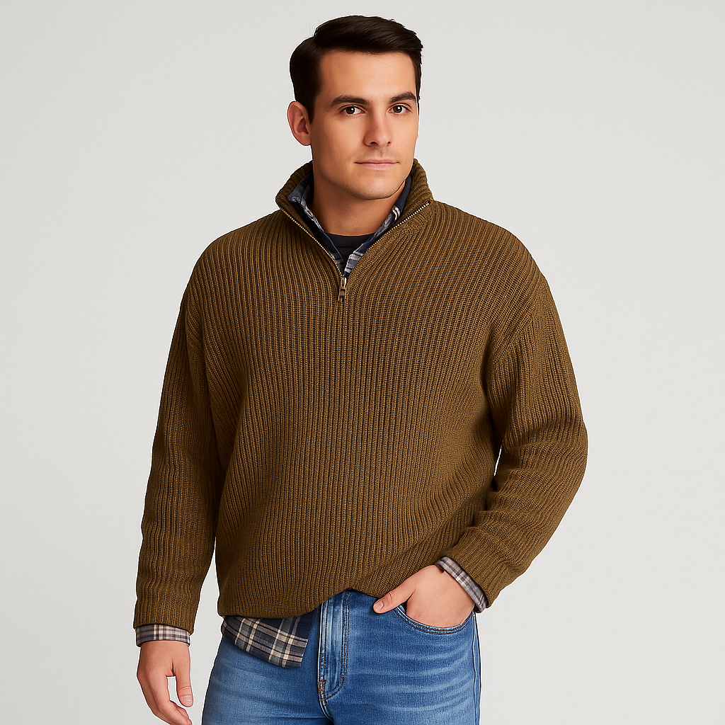 Men's Casual Zip Neck Sweater
