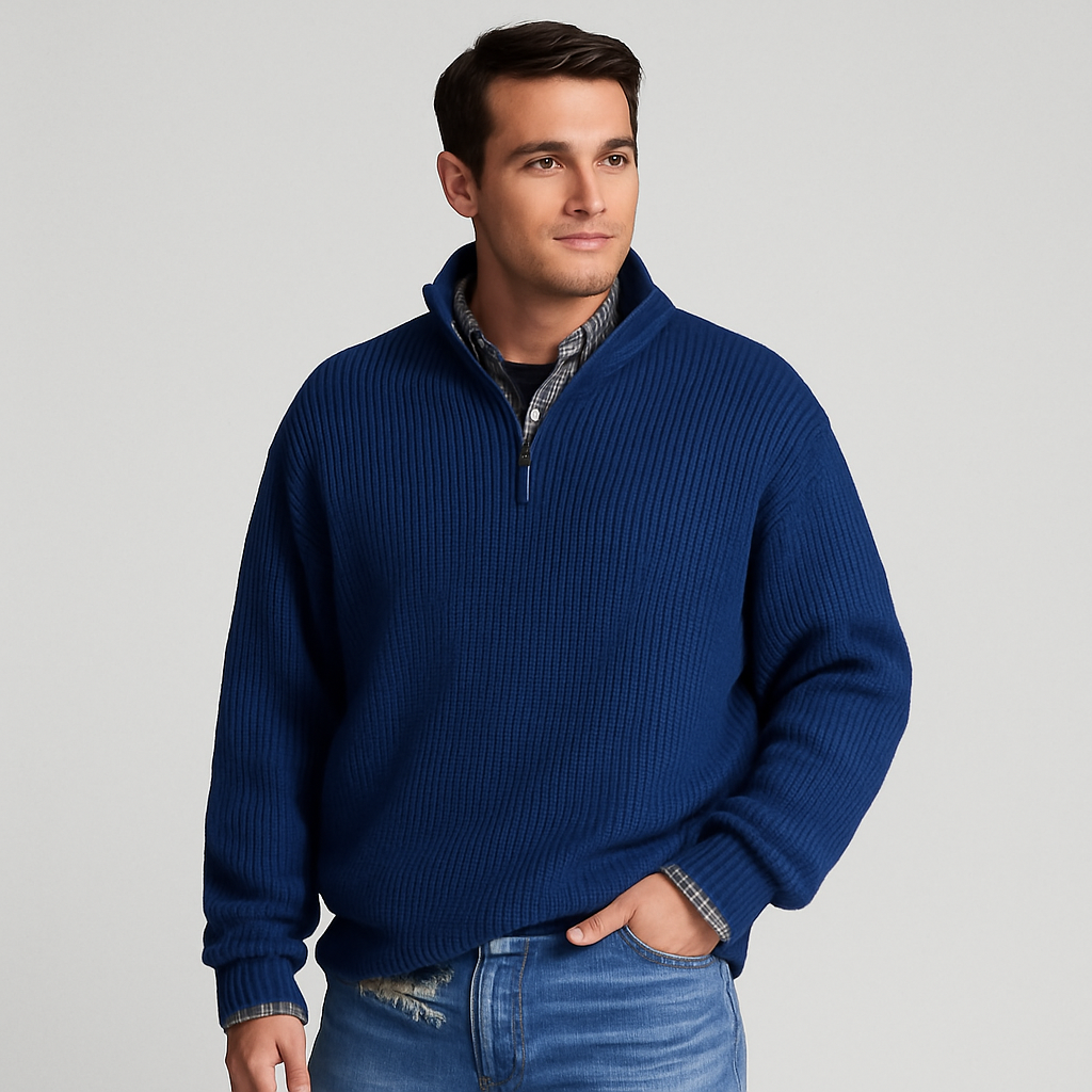 Men's Casual Zip Neck Sweater - OutfitLondon