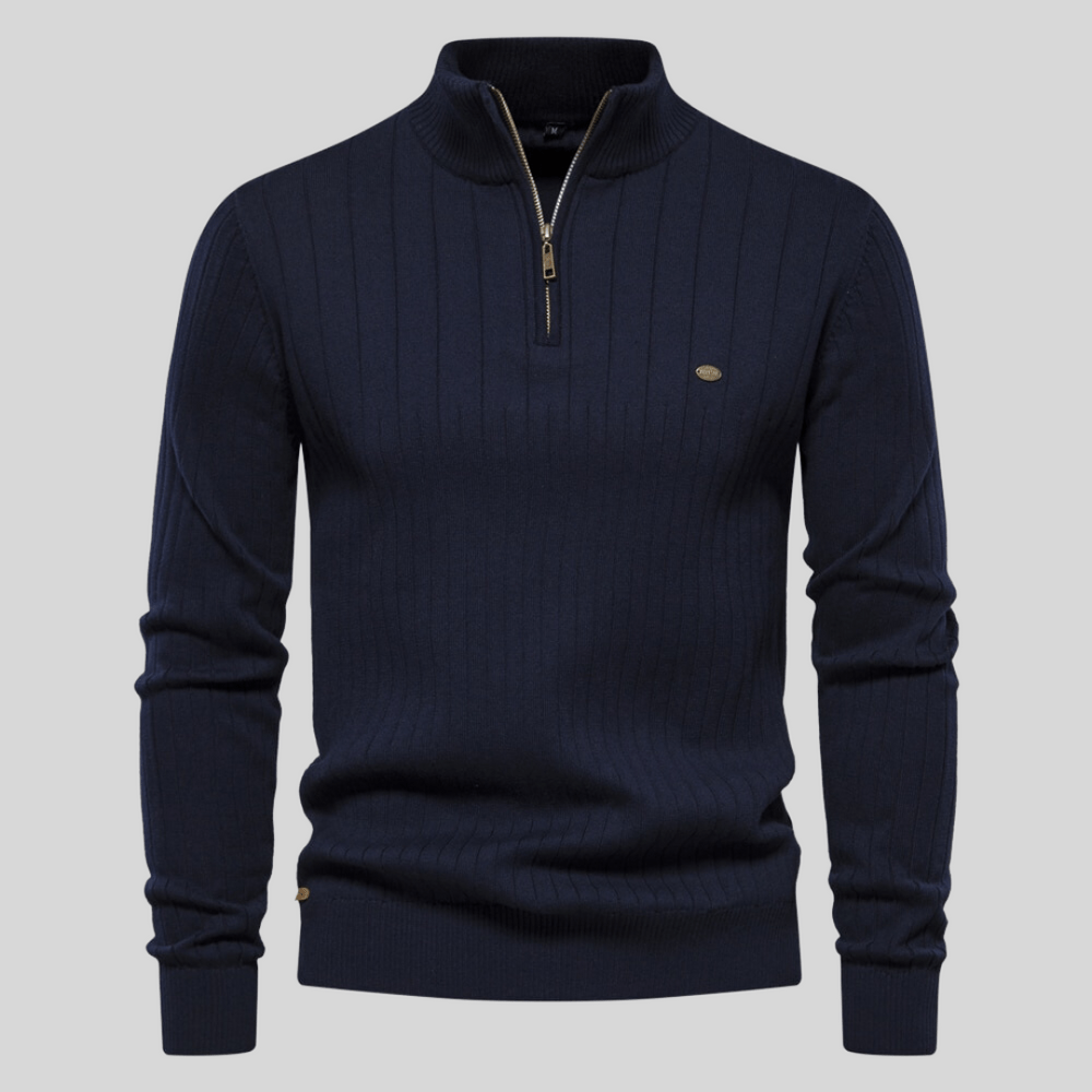 Men's Casual Zip Neck Pullover Sweater - OutfitLondon