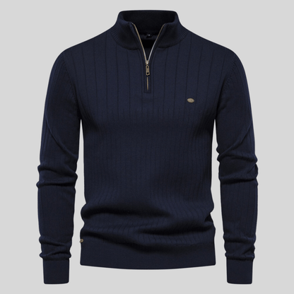 Men's Casual Zip Neck Pullover Sweater - OutfitLondon