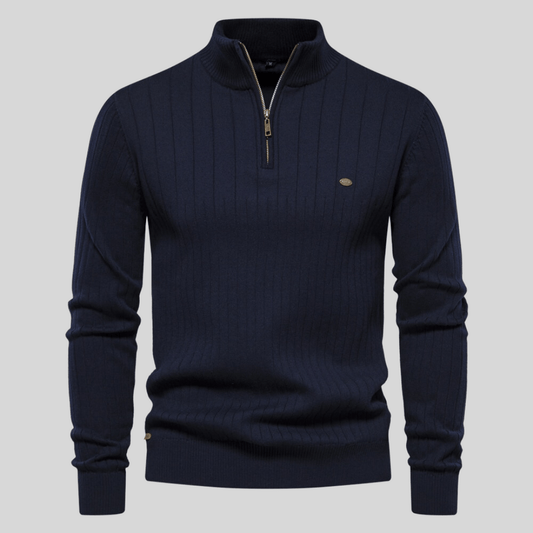 Men's Casual Zip Neck Pullover Sweater - OutfitLondon