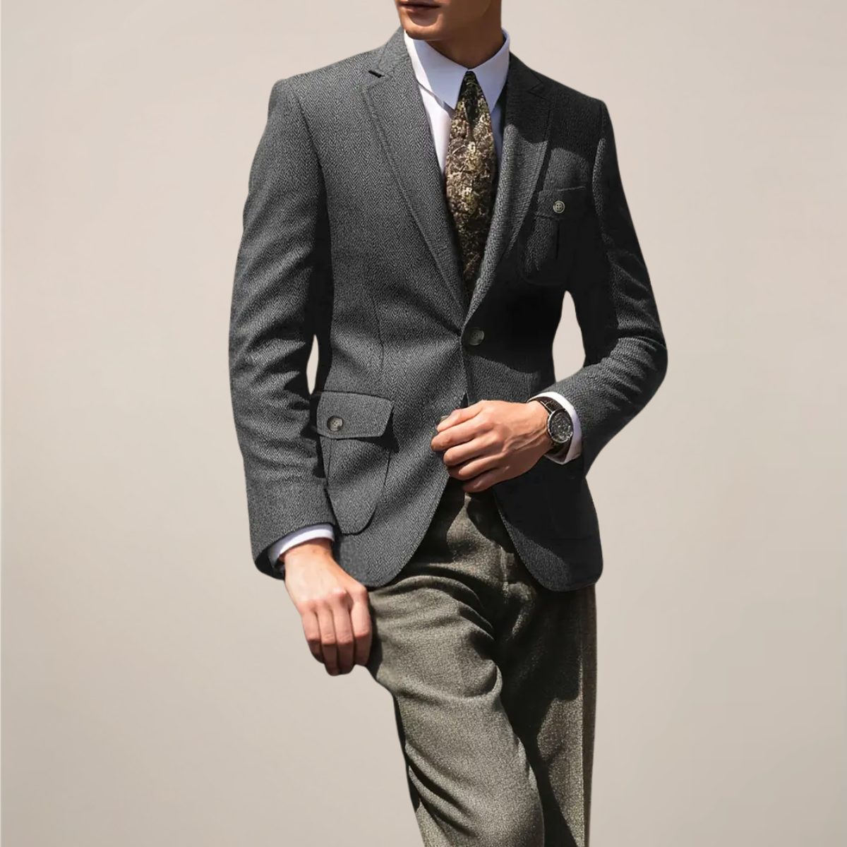 Classic Fit Tweed Blazer Jacket - OutfitLondon